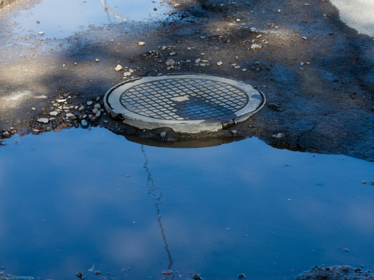 Area showing water issues that may need McCandless Plumbing & Excavation for possible sewer or road repair help.