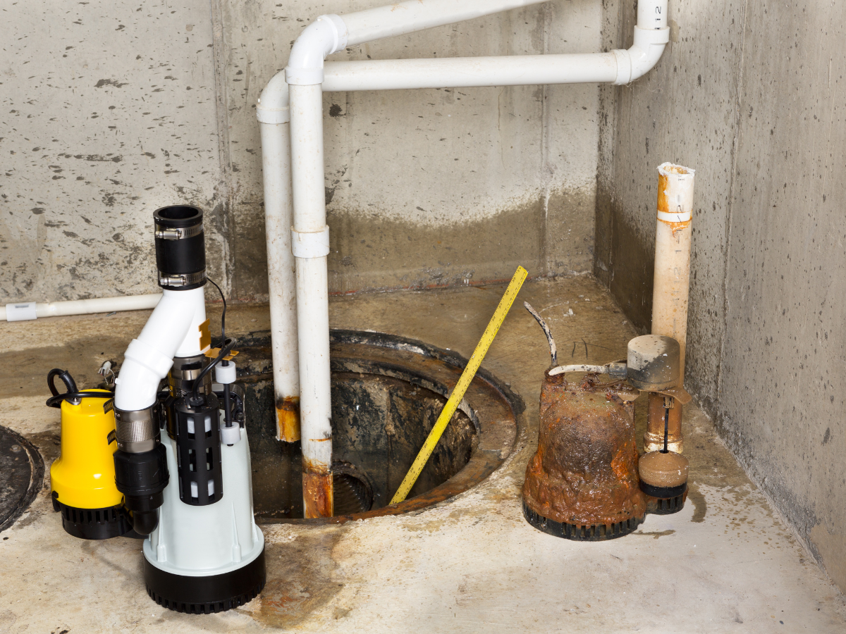 McCandless Plumbing & Excavation shows safe, updated sump pump setup ready for sewer camera check to keep basements dry.