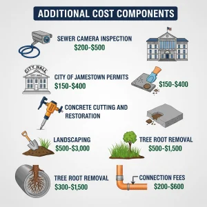 McCandless Plumbing & Excavation explains extra service costs like permits, inspections, cutting concrete, and tree root removal.