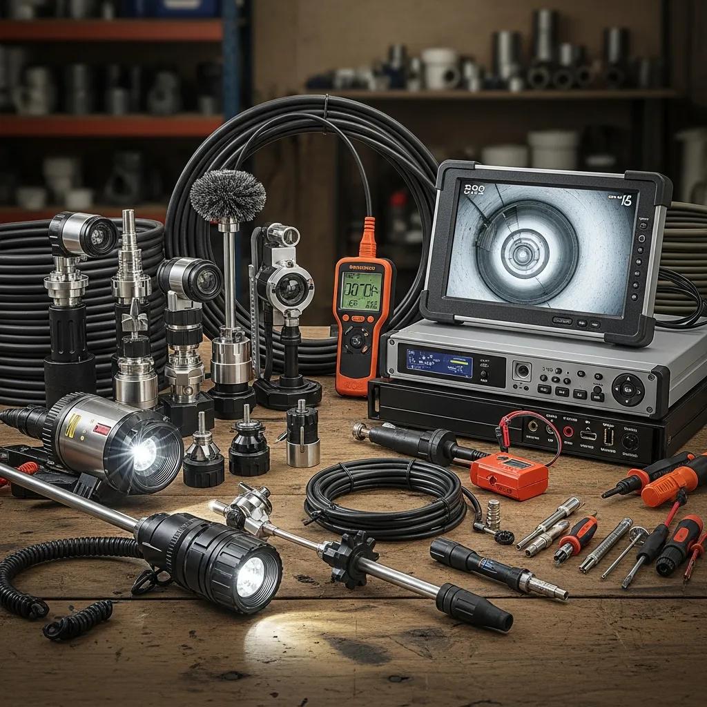 McCandless Plumbing & Excavation uses special inspection tools to check and repair plumbing or pipe issues in a workshop.