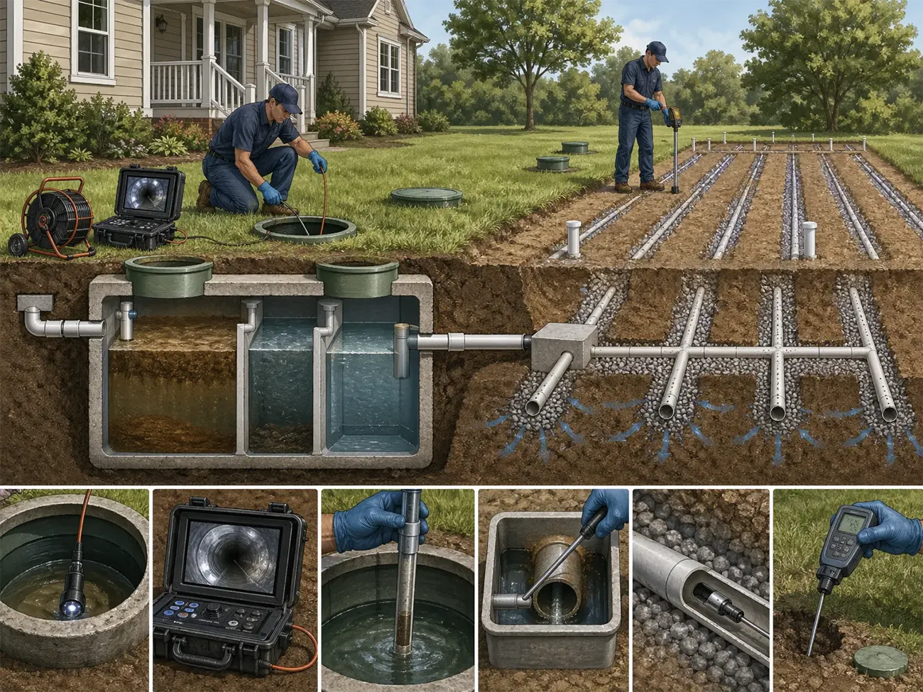 McCandless Plumbing & Excavation team inspects and maintains a home's septic system to ensure it works safely and properly.