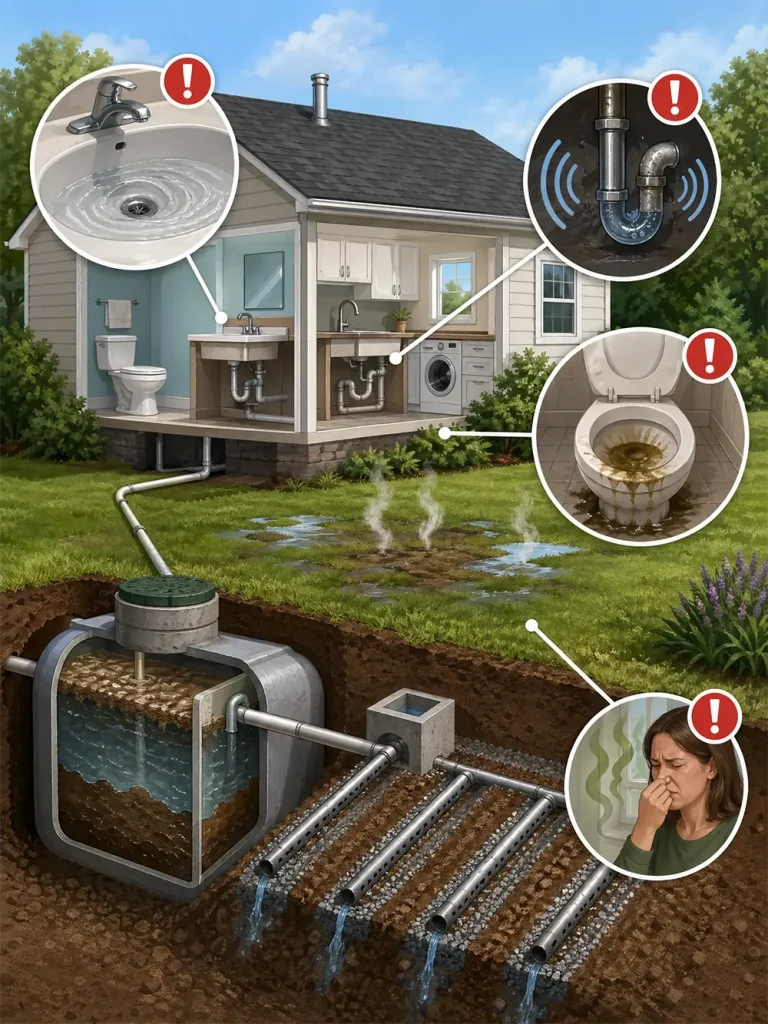 Plumbing problems with leaking septic tank cause bad smells and dirty water; McCandless Plumbing & Excavation can help.