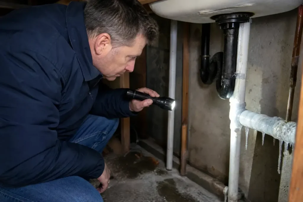McCandless Plumbing & Excavation checks frozen basement pipes for ice and damage to help prevent costly plumbing repairs.