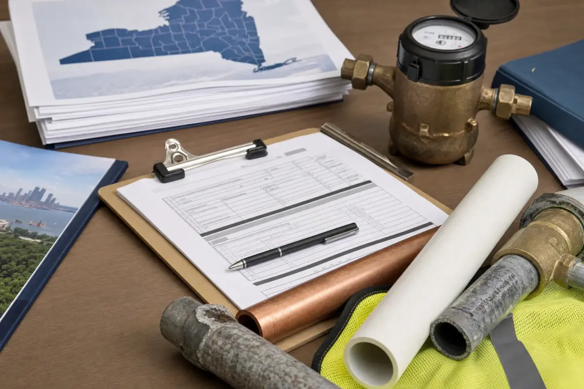 McCandless Plumbing & Excavation prepares for a plumbing project, showing careful planning and safety steps.