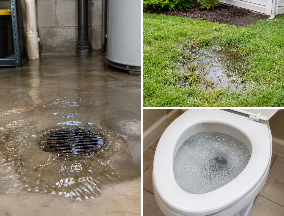 Common warning signs of plumbing or sewer problems, fixed by McCandless Plumbing & Excavation.