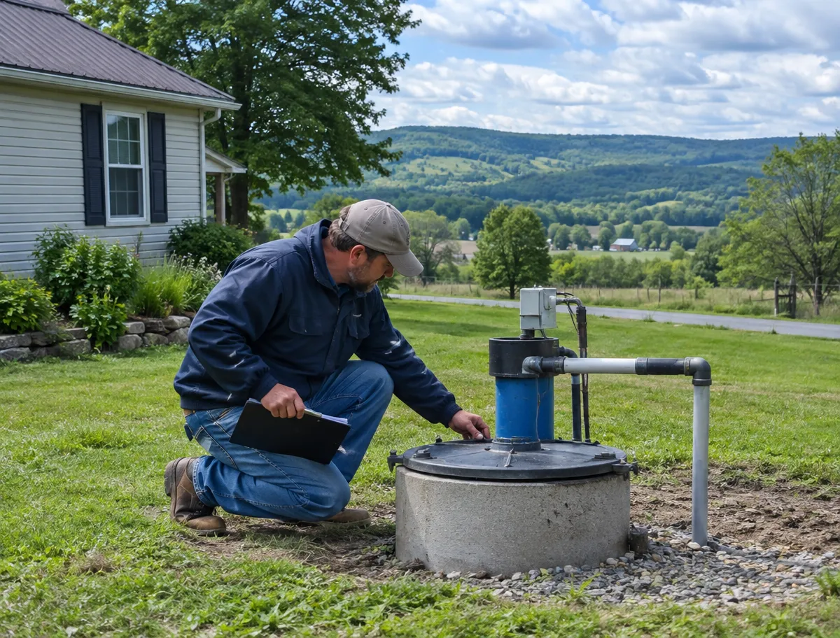 A McCandless Plumbing & Excavation technician checking a home water well.