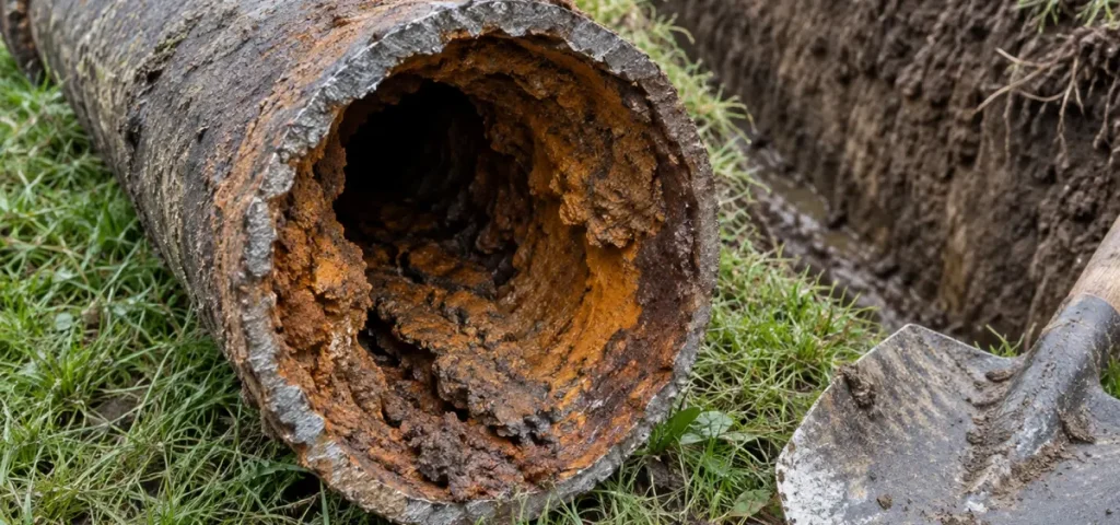 McCandless Plumbing & Excavation replaced a damaged pipe from this dig site.