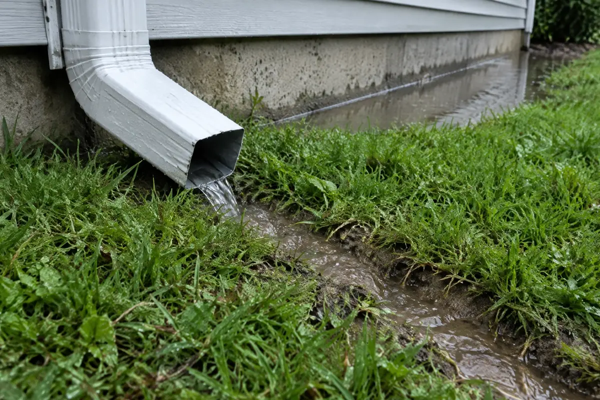 McCandless Plumbing & Excavation installs a drainage system to move water away from a house.